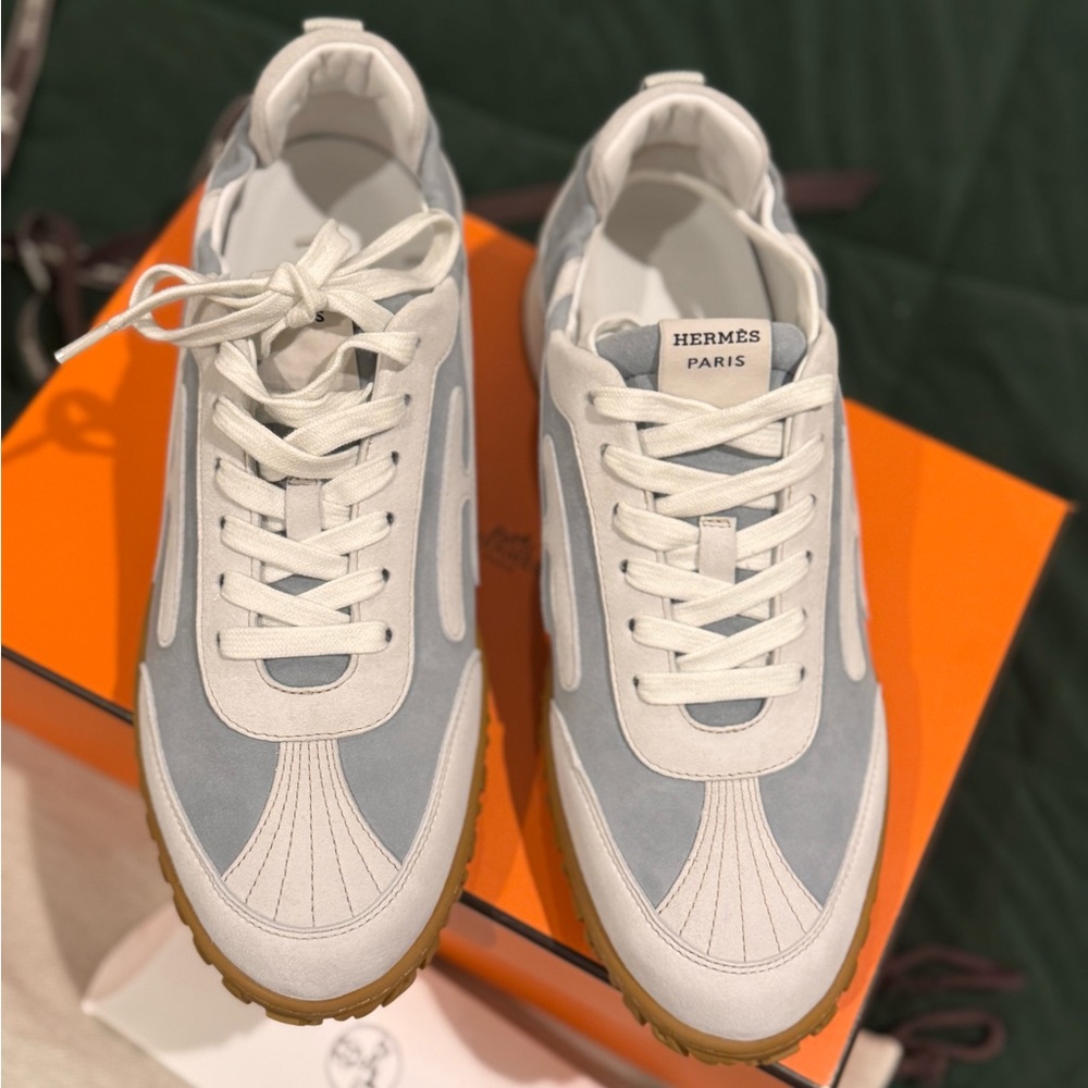 Hermes Blue and White Women's Sneakers